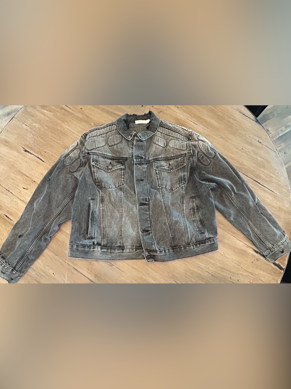 MNML Faded Black Denim Biker style Shirt Jacket